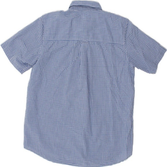 Chaps Ralph Lauren Button Up Shirt Mens Large Blue Check Short Sleeve Casual - Picture 8 of 9